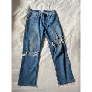 Boyish Cropped Distressed Straight Jeans Size 28